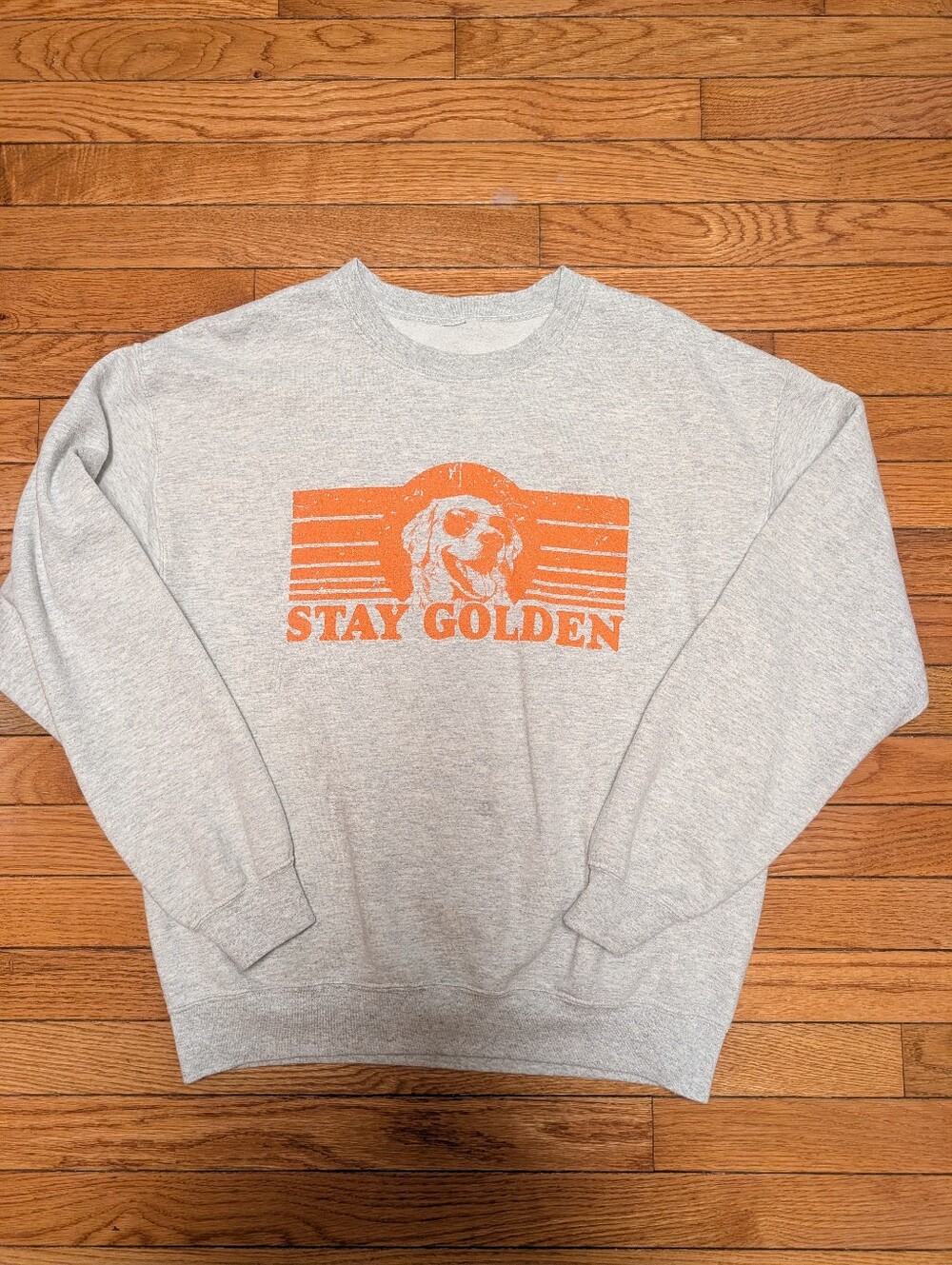 Stay Golden Graphic Crewneck Sweatshirt - Gray/Orange